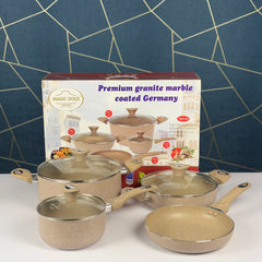 Magic Gold 7Pcs Premium Granite Marble Coated Cooking Set