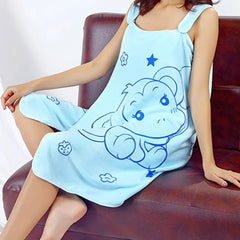 Women Bathrobe Bath Towel Wrap Soft Wearable