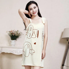 Women Bathrobe Bath Towel Wrap Soft Wearable