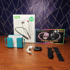 Lifestyle Gadget Set (Smart Watch + Neckband + Wall Holder)