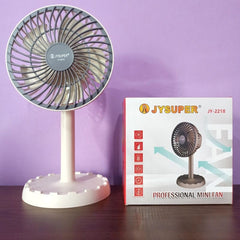 JY SUPER Lithium rechargeable mini table fan and Light or Moving fan JY-2218