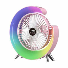 USB Rechargeable 3 Speed 1800MAH Battery Portable Fan Desktop Mini Fan with Night Light in 5 Colors