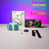 Lifestyle Gadget Set (Smart Watch + Neckband + Wall Holder)