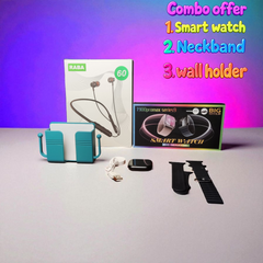 Lifestyle Gadget Set (Smart Watch + Neckband + Wall Holder)