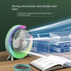 USB Rechargeable 3 Speed 1800MAH Battery Portable Fan Desktop Mini Fan with Night Light in 5 Colors