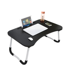 Laptop folding table with drawers black colour