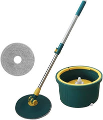 360 Degree Rotating Mop with Bucket 2 Microfibre Pads Adjustable Extended Handle