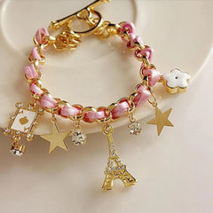 Fashion Trendy Leather Bracelet Jewelry Gold Color Plated Bracelet