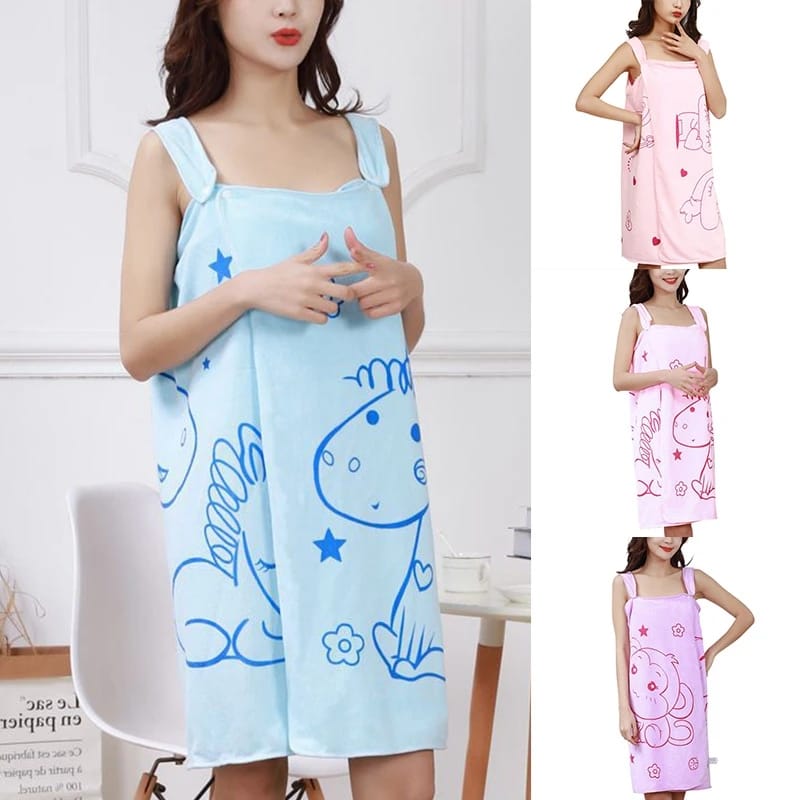 Women Bathrobe Bath Towel Wrap Soft Wearable