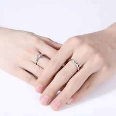 2pcs/set Lovers Couple Open Ring Set Lettering His Queen Her King