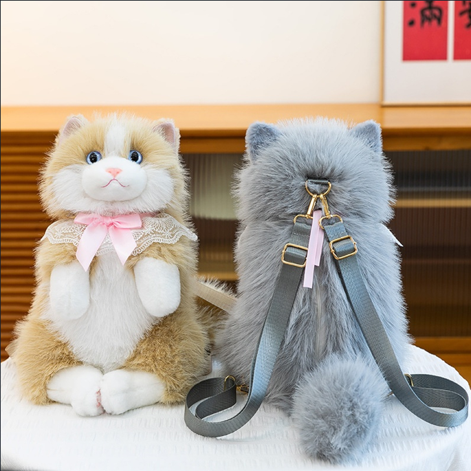 Sound Simulation Plush Cat Backpack