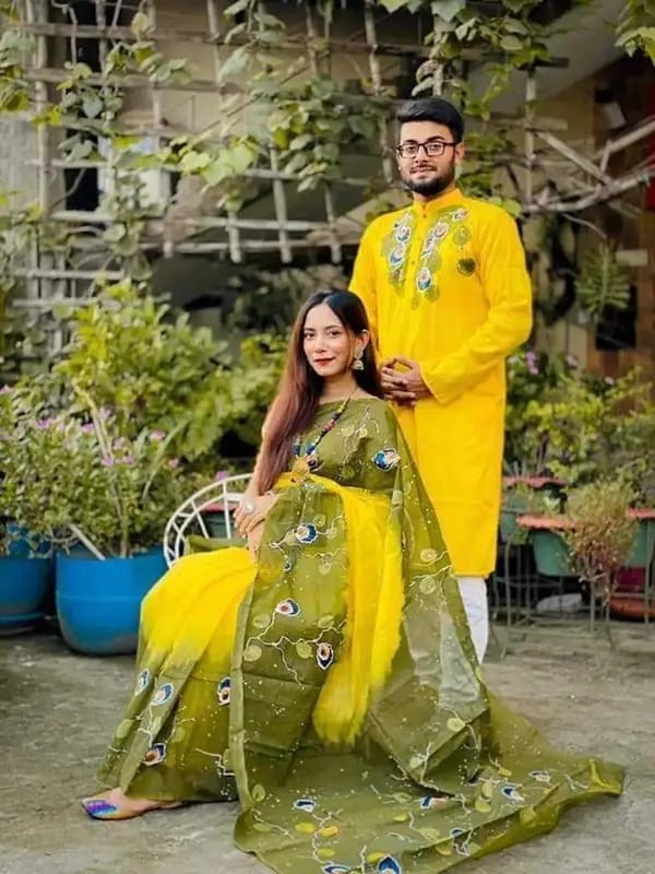 কাপল সেট শাড়ি এবং পাঞ্জাবি