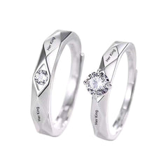 2pcs/set Lovers Couple Open Ring Set Lettering His Queen Her King