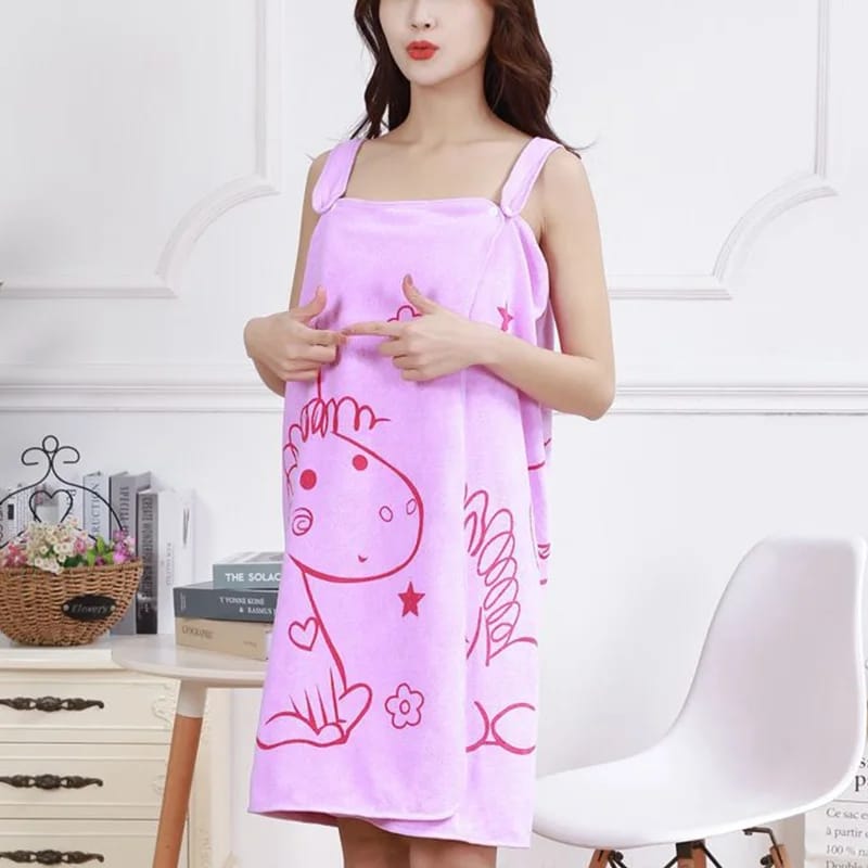 Women Bathrobe Bath Towel Wrap Soft Wearable