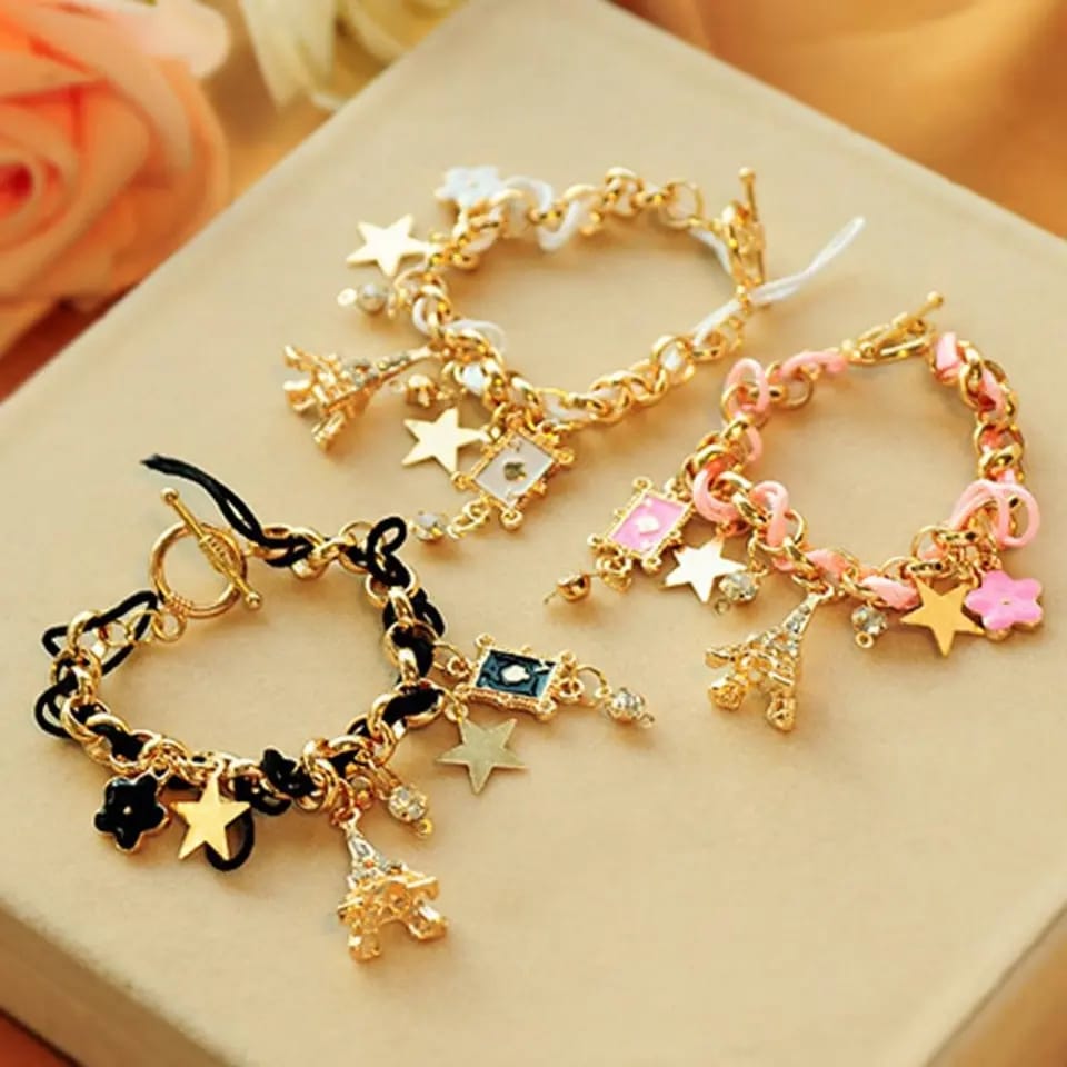 Fashion Trendy Leather Bracelet Jewelry Gold Color Plated Bracelet