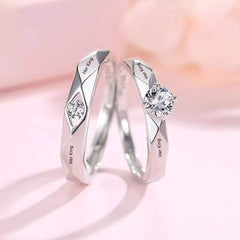 2pcs/set Lovers Couple Open Ring Set Lettering His Queen Her King