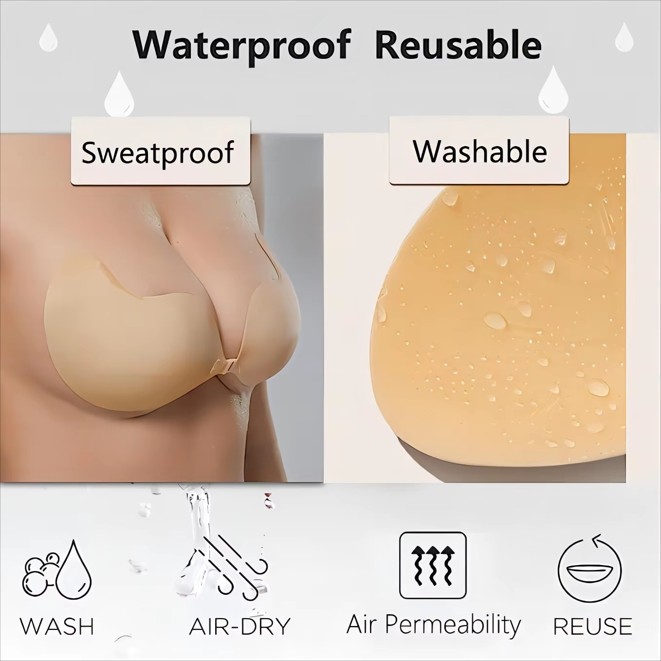 Mango Shape Silicone Chest Stickers Bra Self Adhesive Strapless