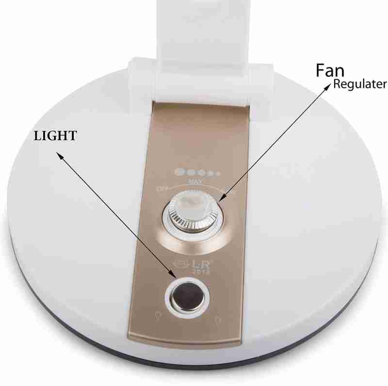 Folding fan with LED light