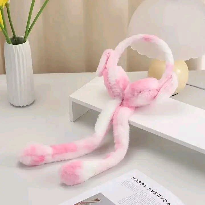 Warm Plush Earmuffs Rabbit Moving Ears Multicolor