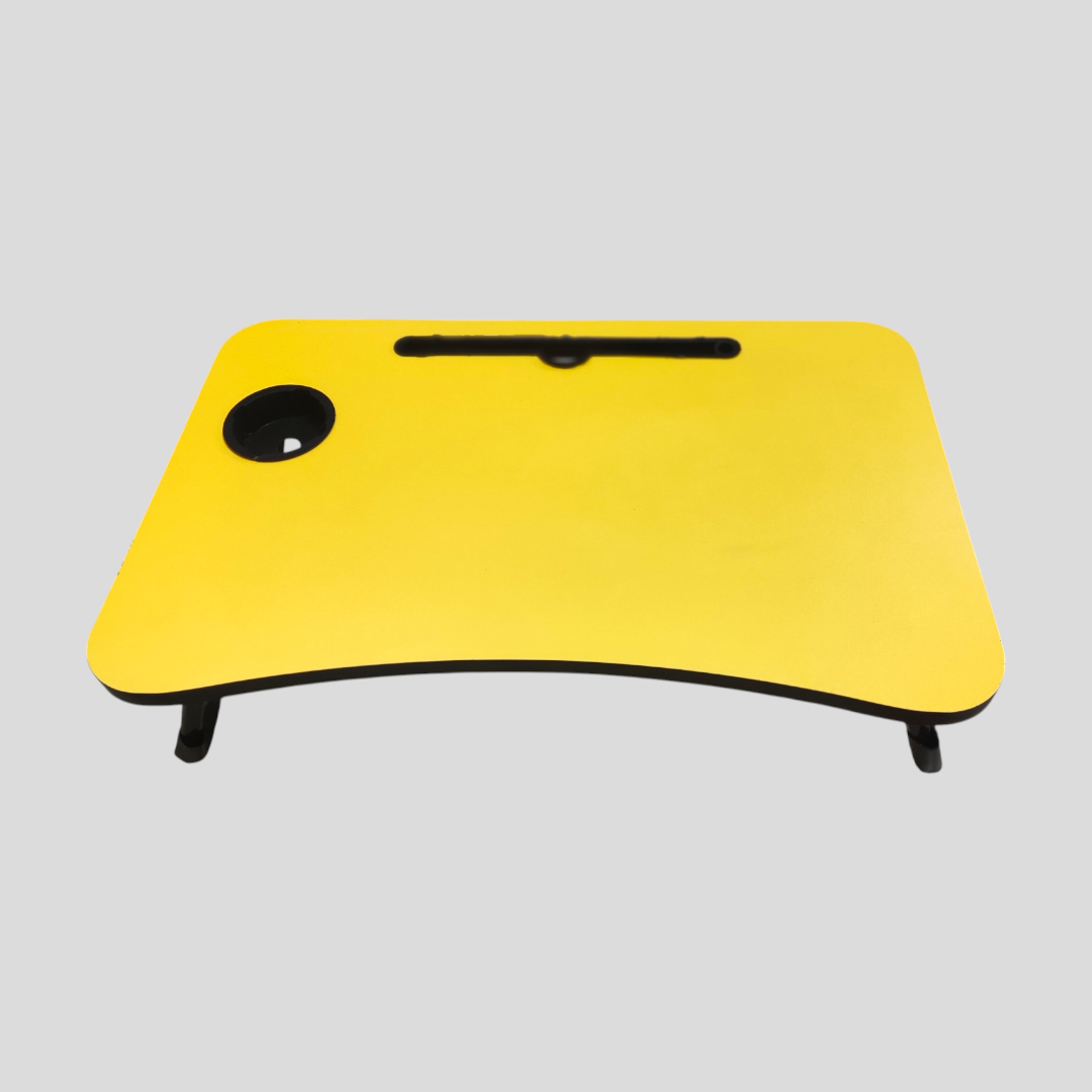 Laptop folding table with drawer yellow colour