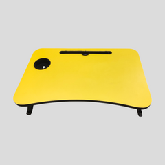 Laptop folding table with drawer yellow colour