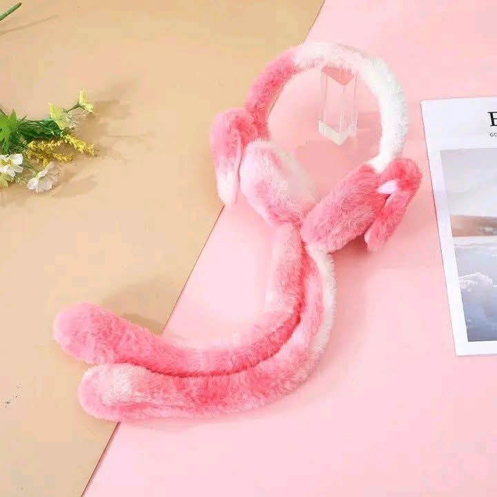 Warm Plush Earmuffs Rabbit Moving Ears Multicolor