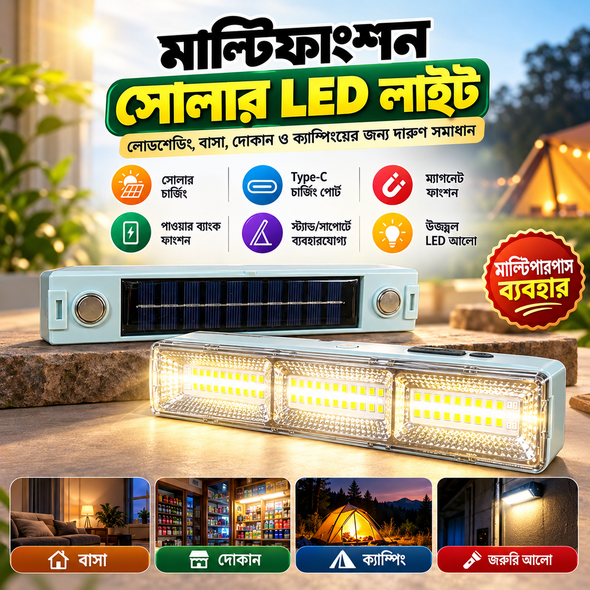 LED multifunctional solar lamp tube T4-201