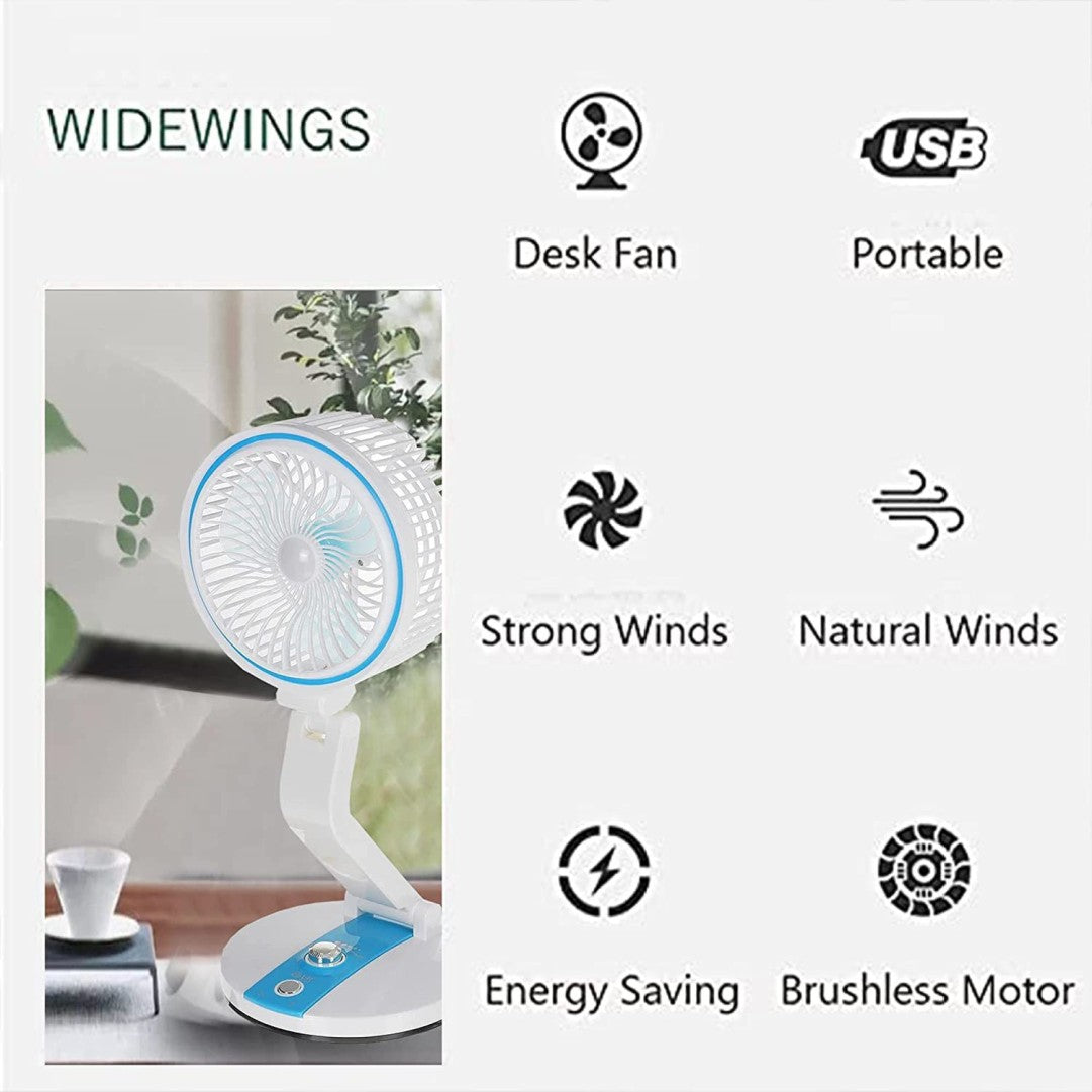 Folding fan with LED light