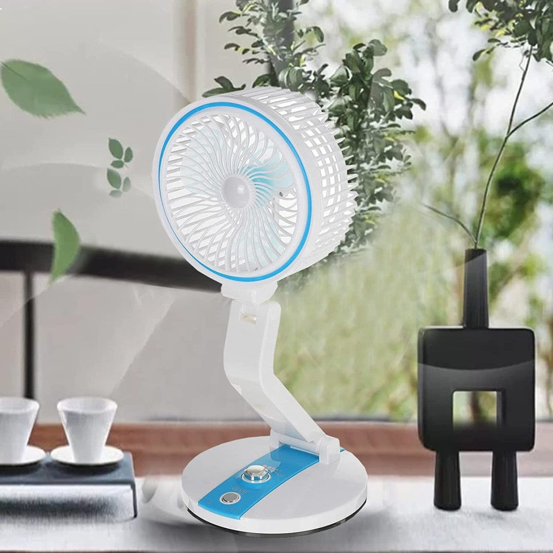 Folding fan with LED light