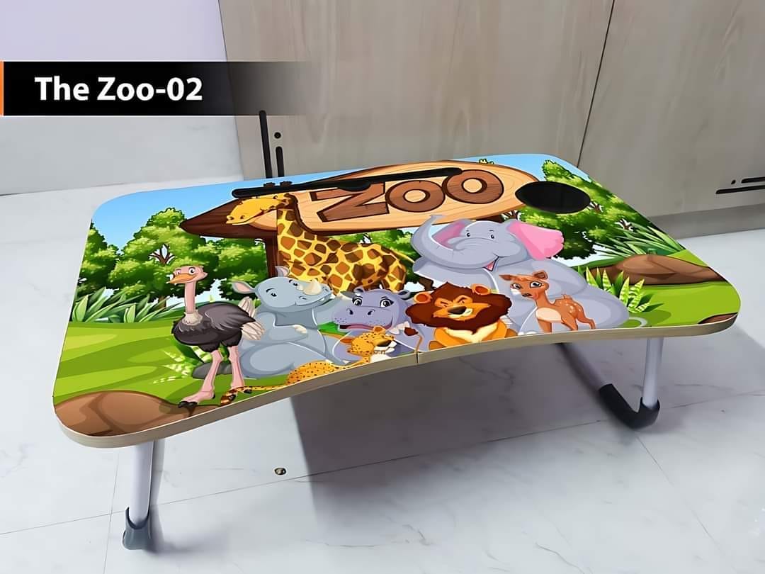 Printed folding  Laptop Table with drawer  Zoo-2