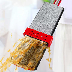 Free Hand Flat Floor Mop with 2 pcs Washable Microfiber Cleaning Pads -Mop