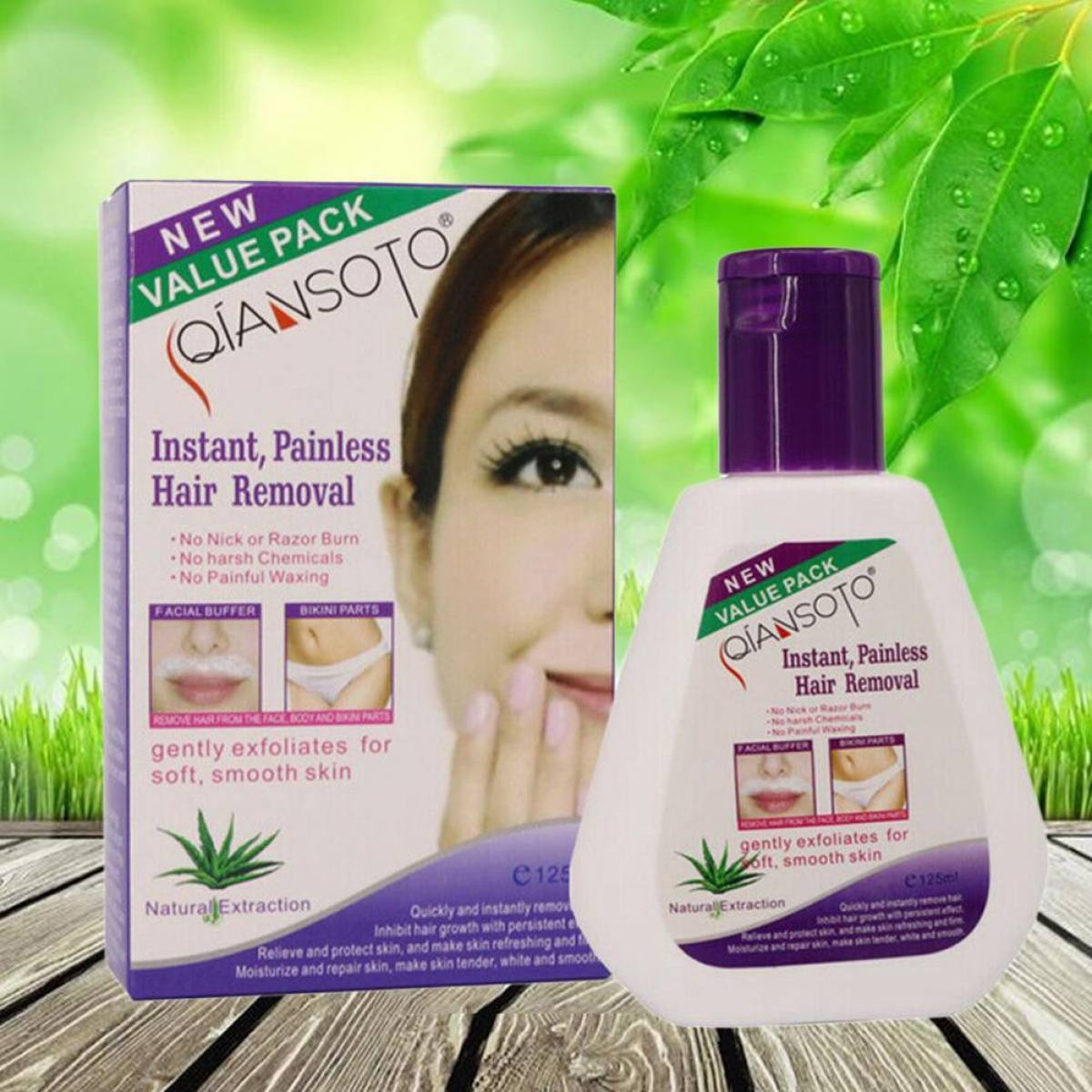 QIANSOTO Hair Removal Instant Painless Smooth Skin 125ML