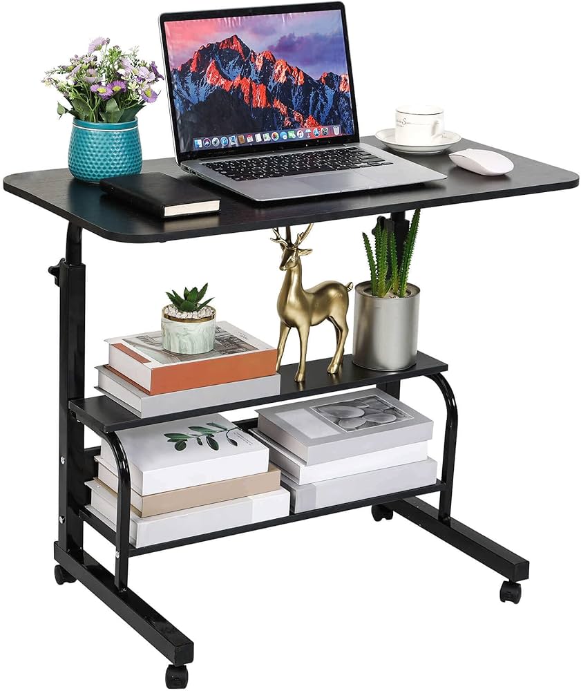 Adjustable double layer desk table