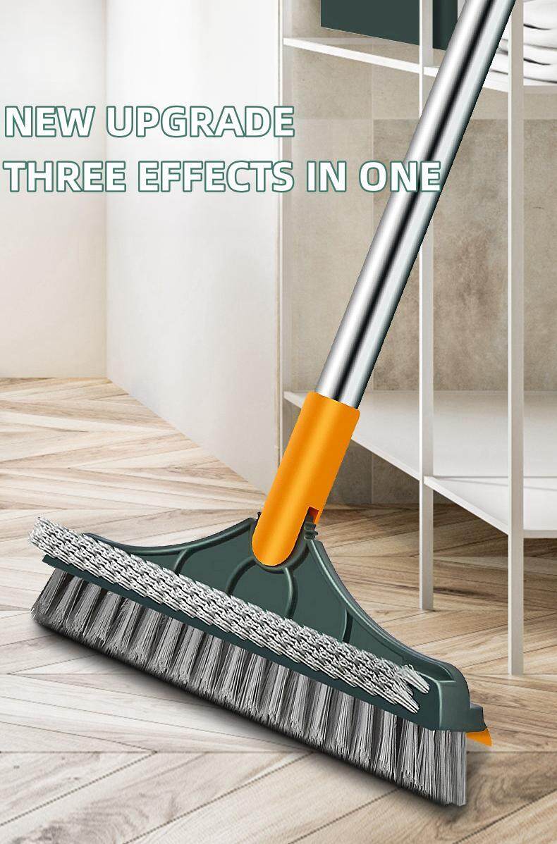 2 in 1 Cleaning Brush Floor Scrub Broom Wiper Scraper Long Tool Rotatable