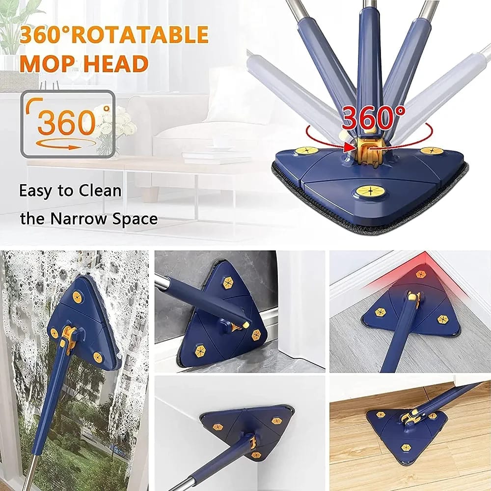 Telescopic Triangle Mop 360 Degrees Rotatable Adjustable Cleaning Mop for Home Tub/Tile/Floor/Windows Reusable Cleaning Tools