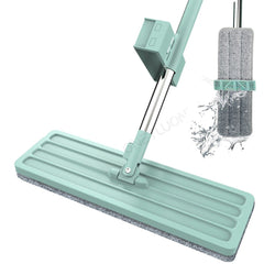 Free Hand Flat Floor Mop with 2 pcs Washable Microfiber Cleaning Pads