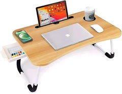 Laptop  Folding table with drawers wood colour