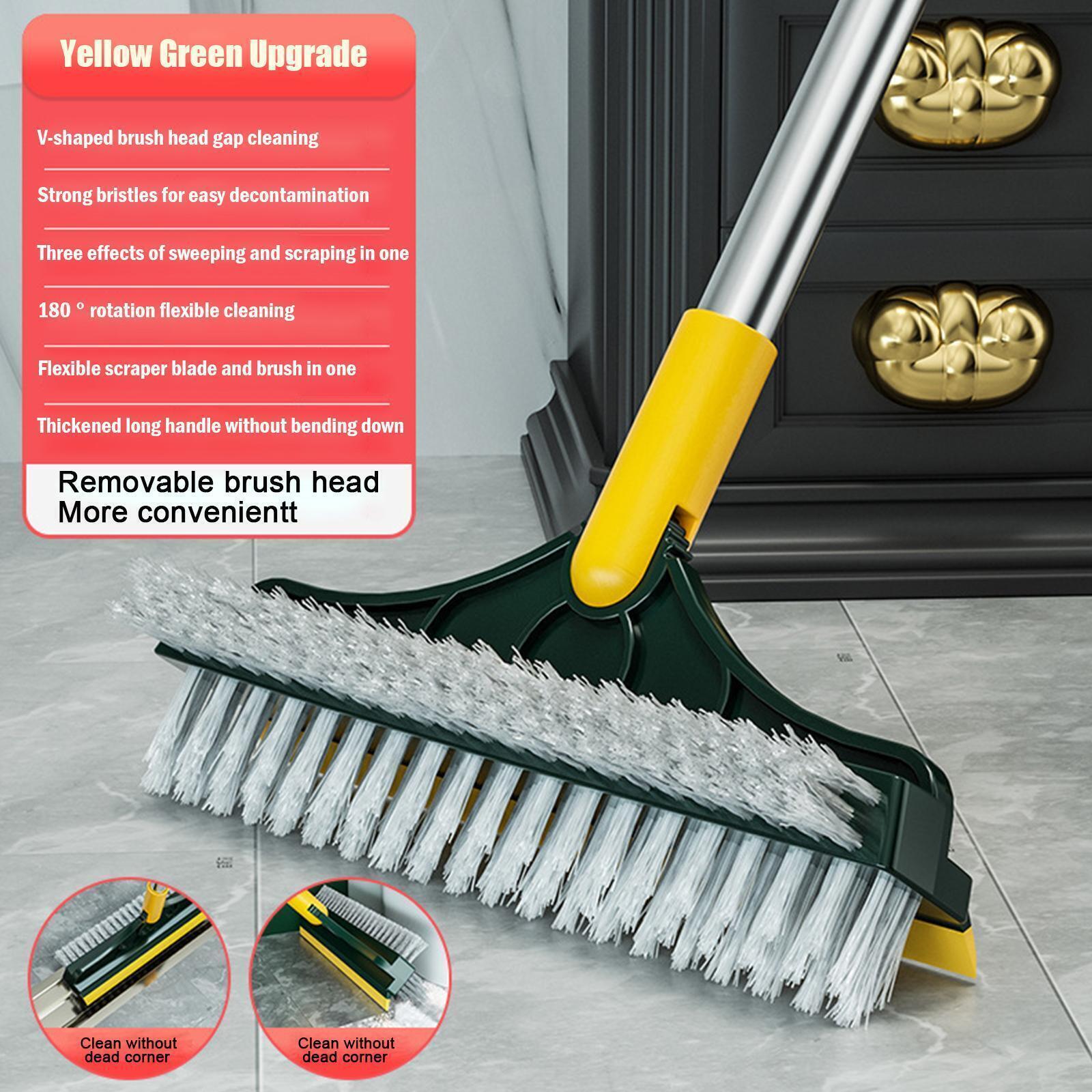 2 in 1 Cleaning Brush Floor Scrub Broom Wiper Scraper Long Tool Rotatable