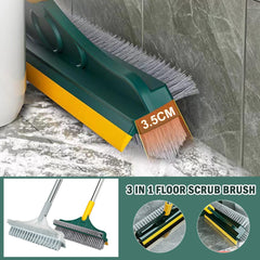 2 in 1 Cleaning Brush Floor Scrub Broom Wiper Scraper Long Tool Rotatable