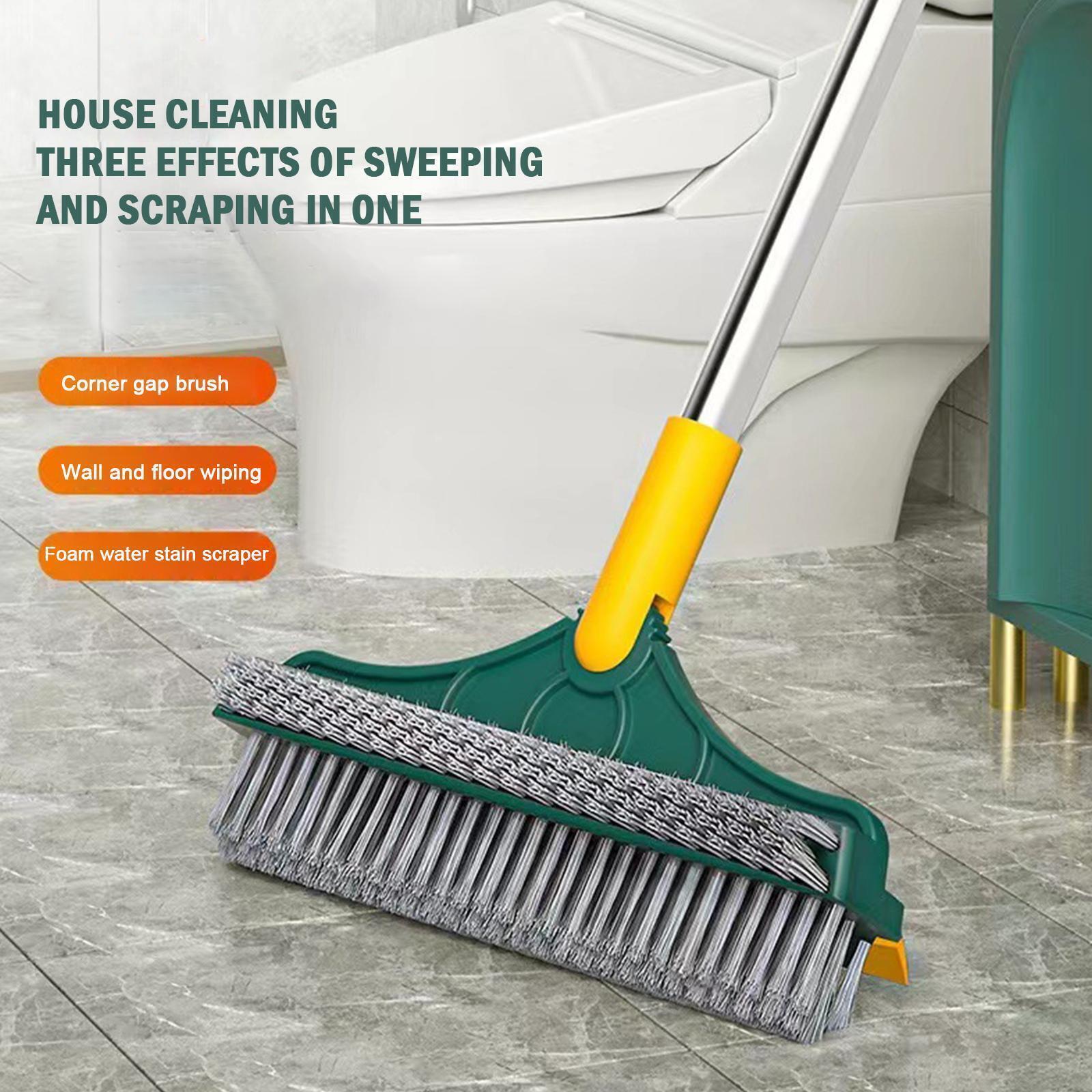 2 in 1 Cleaning Brush Floor Scrub Broom Wiper Scraper Long Tool Rotatable