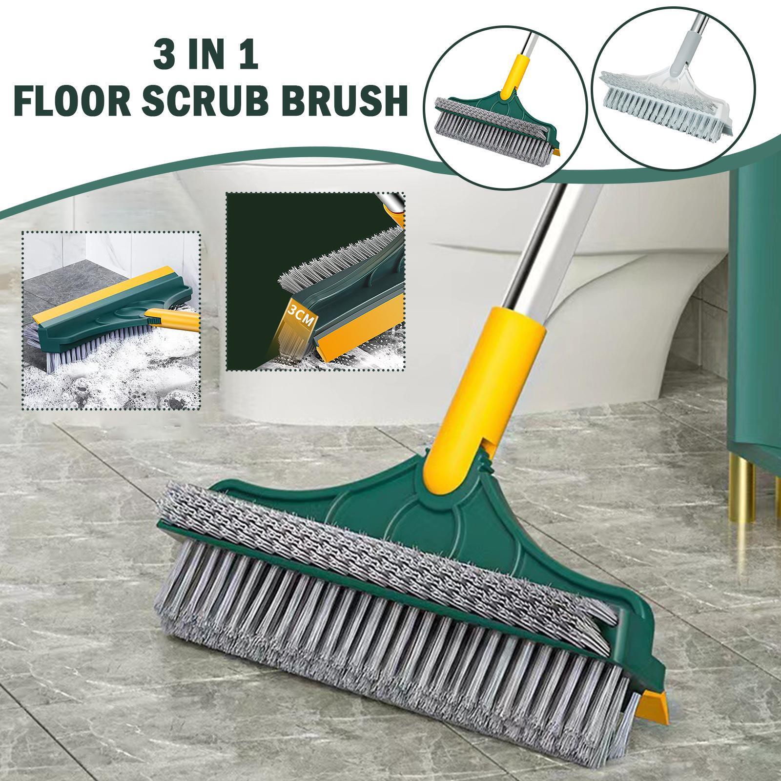 2 in 1 Cleaning Brush Floor Scrub Broom Wiper Scraper Long Tool Rotatable